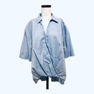 Theory Blue Wrap Blouse L